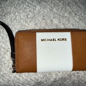 Michael Kors Tan and White Clutch